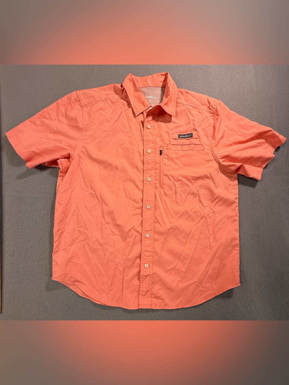Eddie Bauer Short-Sleeve Button-Down Shirt in Coral